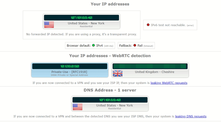 Испытание на утечку IP