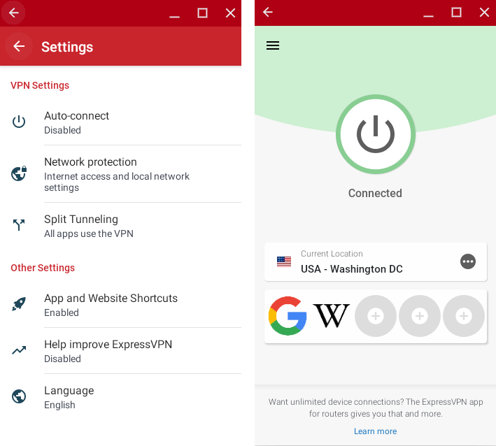 ExpressVPN Android uygulaması