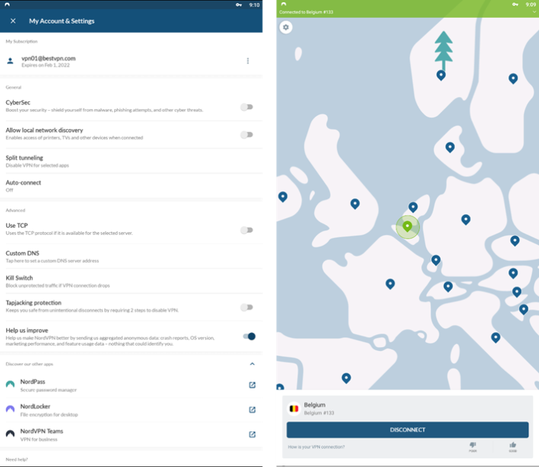 NordVPN Android Uygulaması